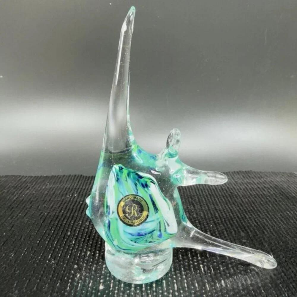 Vintage Czech Republic Hand Made Art Glass Figurine Fish Figure Hand Blown Glass